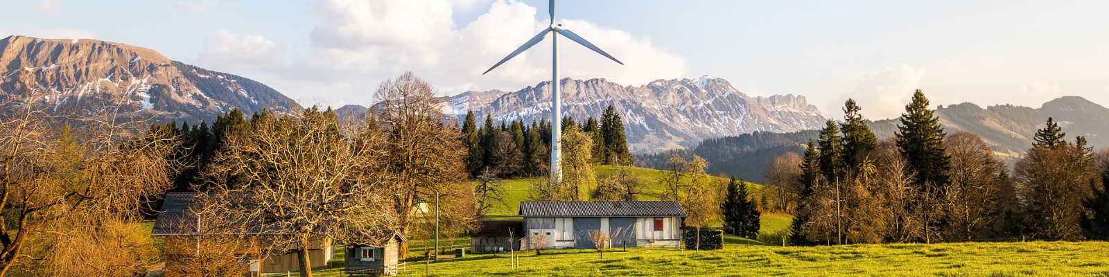 Countryside with wind turbine